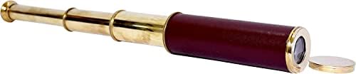Nautical Brass Pirate Telescope with Wooden Box and Leather Cover