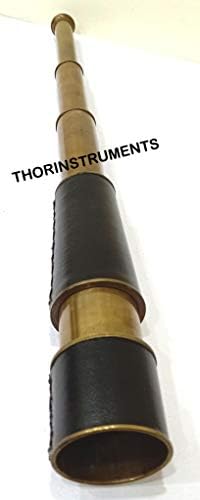 Nautical Brass Pirate Telescope with Black Leather Handle