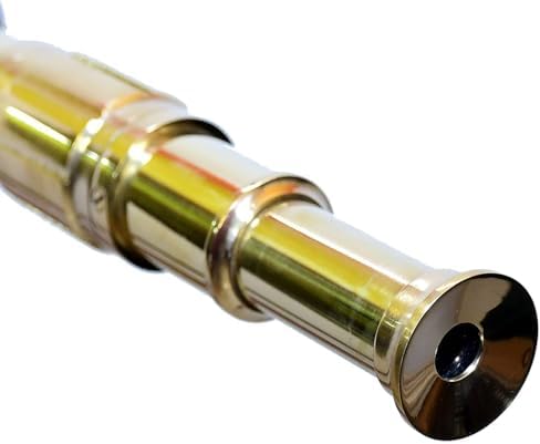 Shiny Brass Nautical Signal Telescope with Wooden Tripod