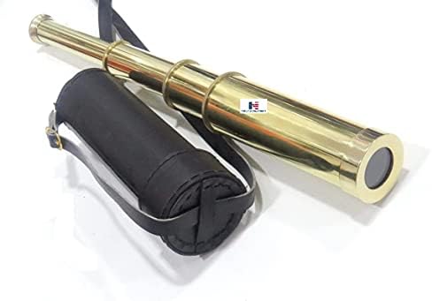 15 Inch Solid Brass Pirate Spyglass with Leather Case