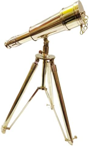 Vintage Solid Brass Spyglass Telescope with Tripod