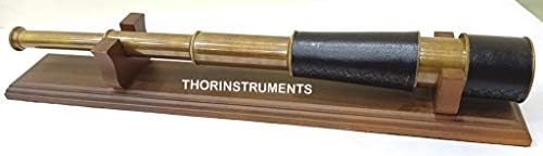 Nautical Brass Pirate Telescope with Black Leather Handle
