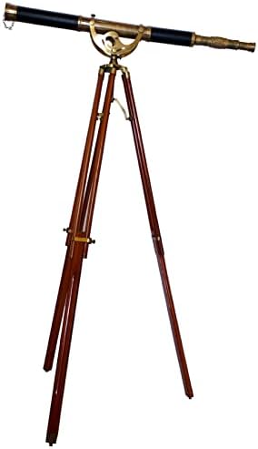 Antiqueex Nautical Brass Telescope Floor Standing Adjustable Tripod