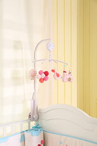 Watercolor Pink Sunflower Bird Castle Crib Mobile