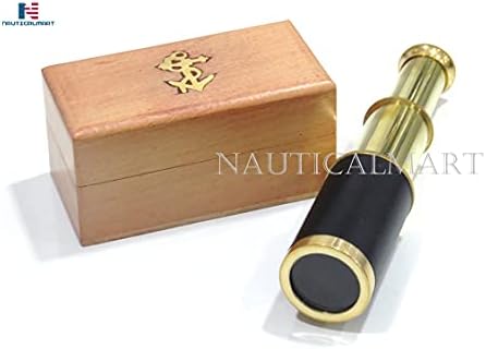 NauticalMart Pirate Brass Telescope 6 Inch with Wooden Box