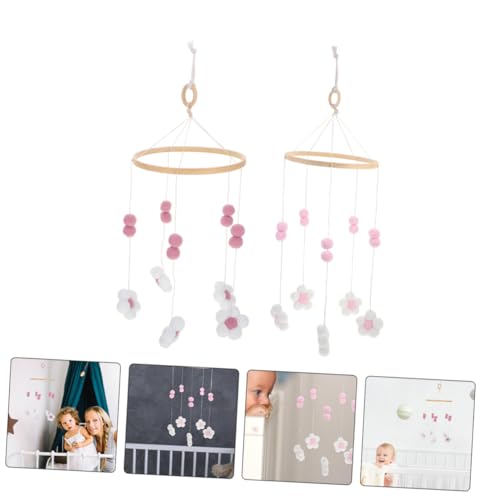 KESYOO Flower Pom Poms Mobile for Girls Crib Decor