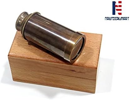 6 Inch Handheld Brass Telescope with Wooden Box