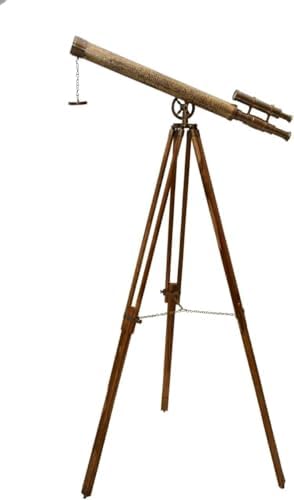 Nautical Decorative Brass Telescope Teak Wood Tripod