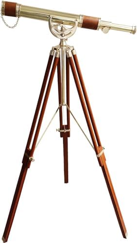 Vintage Telescope with Brass Finish Wooden Tripod