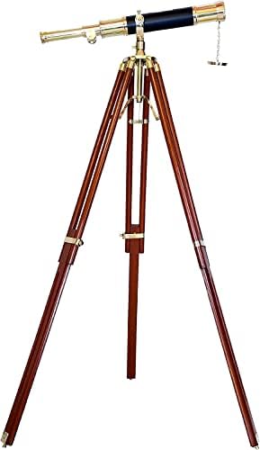 Nautical Brass Telescope with Wooden Tripod
