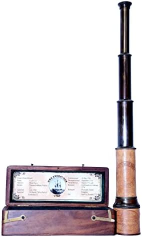 Handmade Brass Telescope with Wooden Box 17 Inches