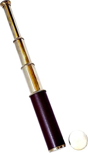 Nautical Brass Pirate Telescope with Wooden Box and Leather Cover