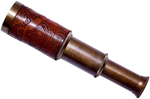 Antique Brass Telescope with Leather Case
