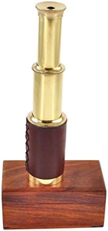 Antique Brass Spyglass Telescope with Leather Case