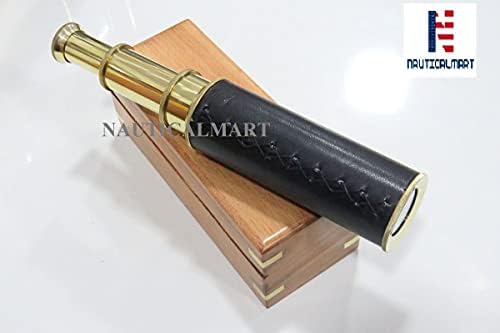 NauticalMart Vintage Pirated Telescope Brass Leather