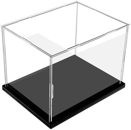Clear Acrylic Display Case with Black Base Dustproof Collectibles Showcase 8x8x8 inch