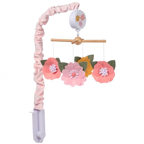 Lambs Ivy Little Garden Felt Flowers Musical Crib Mobile Soother Toy