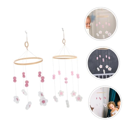 KESYOO Flower Pom Poms Mobile for Girls Crib Decor