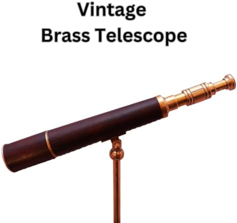 Vintage Brass and Leather Telescope with Stand