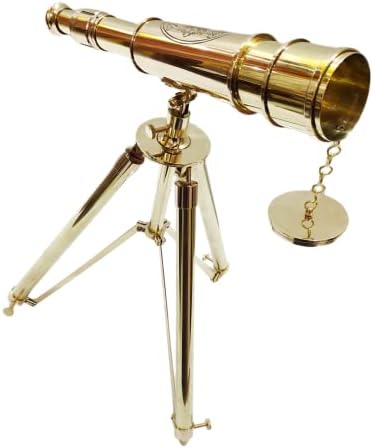 Vintage Solid Brass Spyglass Telescope with Tripod