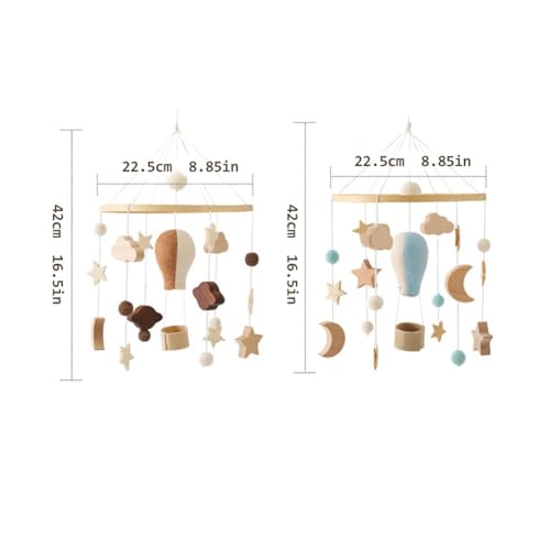 PHEZEN Baby Crib Mobile Wooden Boho Decor Blue