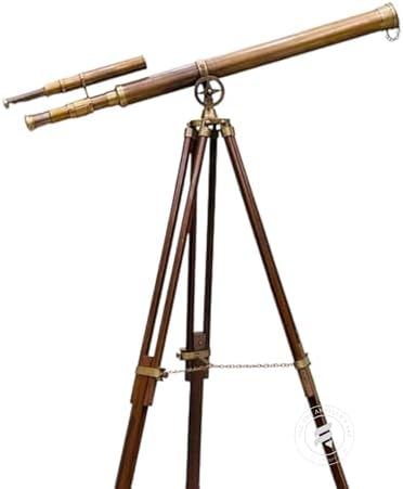 TAL Antique Brass Telescope with Wooden Tripod