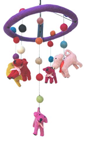 Baby Mobile with Handmade Wool Design Purple