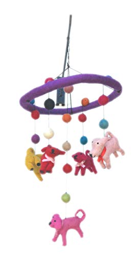 Baby Mobile with Handmade Wool Design Purple