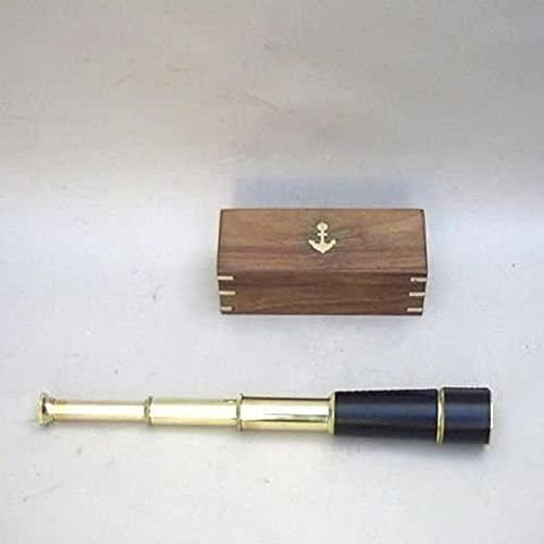 Handtooled Handcrafted Pullout Telescope with Hardwood Box