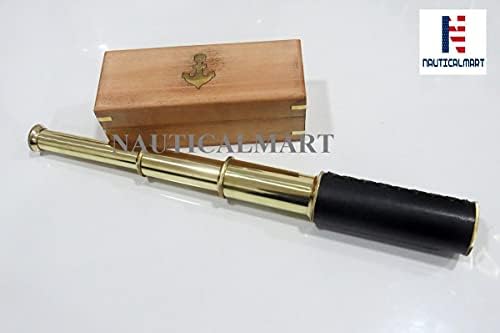 NauticalMart Vintage Pirated Telescope Brass Leather
