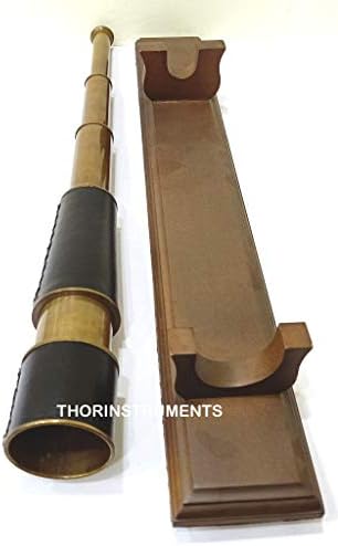 Nautical Brass Pirate Telescope with Black Leather Handle