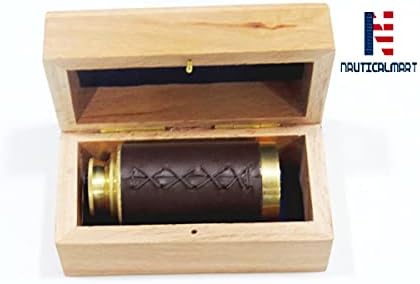 6 Inch Handheld Brass Telescope with Wooden Box Pirate Navigation