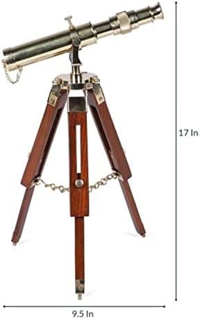 Antique Brass Tripod Telescope for Home Decor and Office