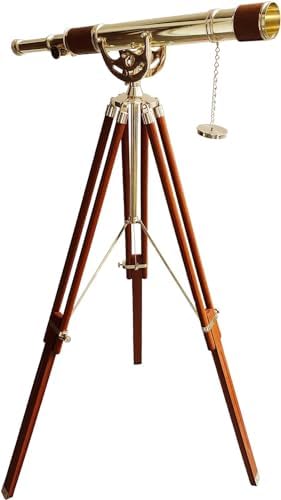 Vintage Telescope with Brass Finish Wooden Tripod