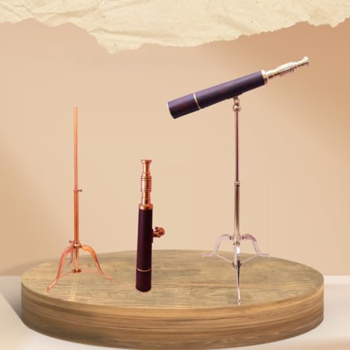 Vintage Brass and Leather Telescope with Stand
