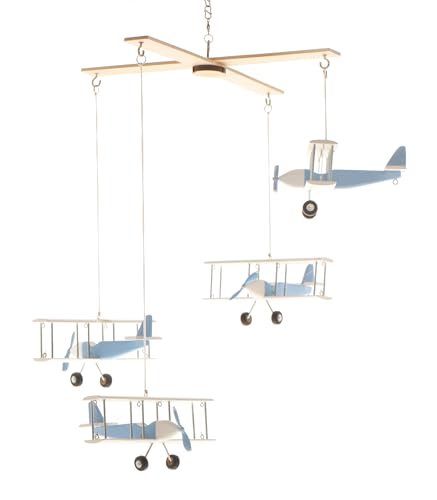 Handcrafted Wooden Airplane Mobile for Baby Room Decor