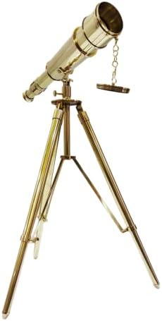 Vintage Solid Brass Spyglass Telescope with Tripod
