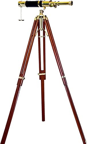 Nautical Brass Telescope with Wooden Tripod