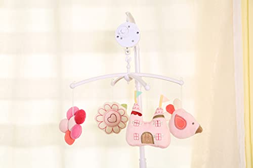 Watercolor Pink Sunflower Bird Castle Crib Mobile