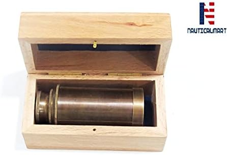 6 Inch Handheld Brass Telescope with Wooden Box