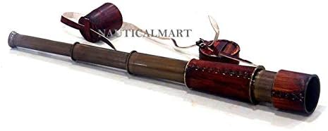 20 Inch Ship Captain Brass Telescope with Spy Glass and Leather Case