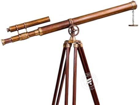 TAL Antique Brass Telescope with Wooden Tripod