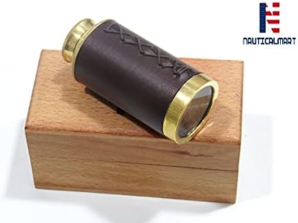 6 Inch Handheld Brass Telescope with Wooden Box Pirate Navigation