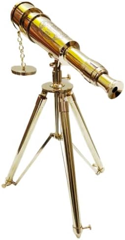 Vintage Solid Brass Spyglass Telescope with Tripod