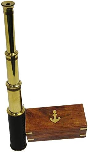 15 Inch Handheld Brass Telescope With Wooden Box