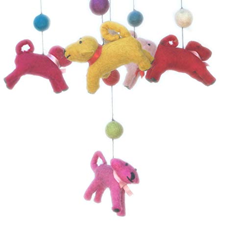 Baby Mobile with Handmade Wool Design Purple