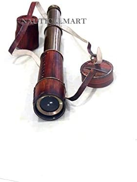 20 Inch Ship Captain Brass Telescope with Spy Glass and Leather Case