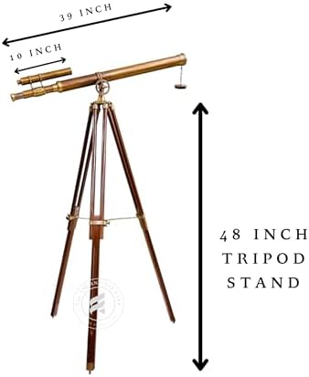 TAL Antique Brass Telescope with Wooden Tripod