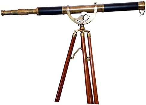 Antiqueex Nautical Brass Telescope Floor Standing Adjustable Tripod