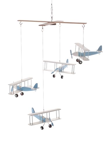 Handcrafted Wooden Airplane Mobile for Baby Room Decor